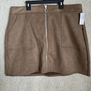 Maurices Brown Suede Mini Skirt with Zipper